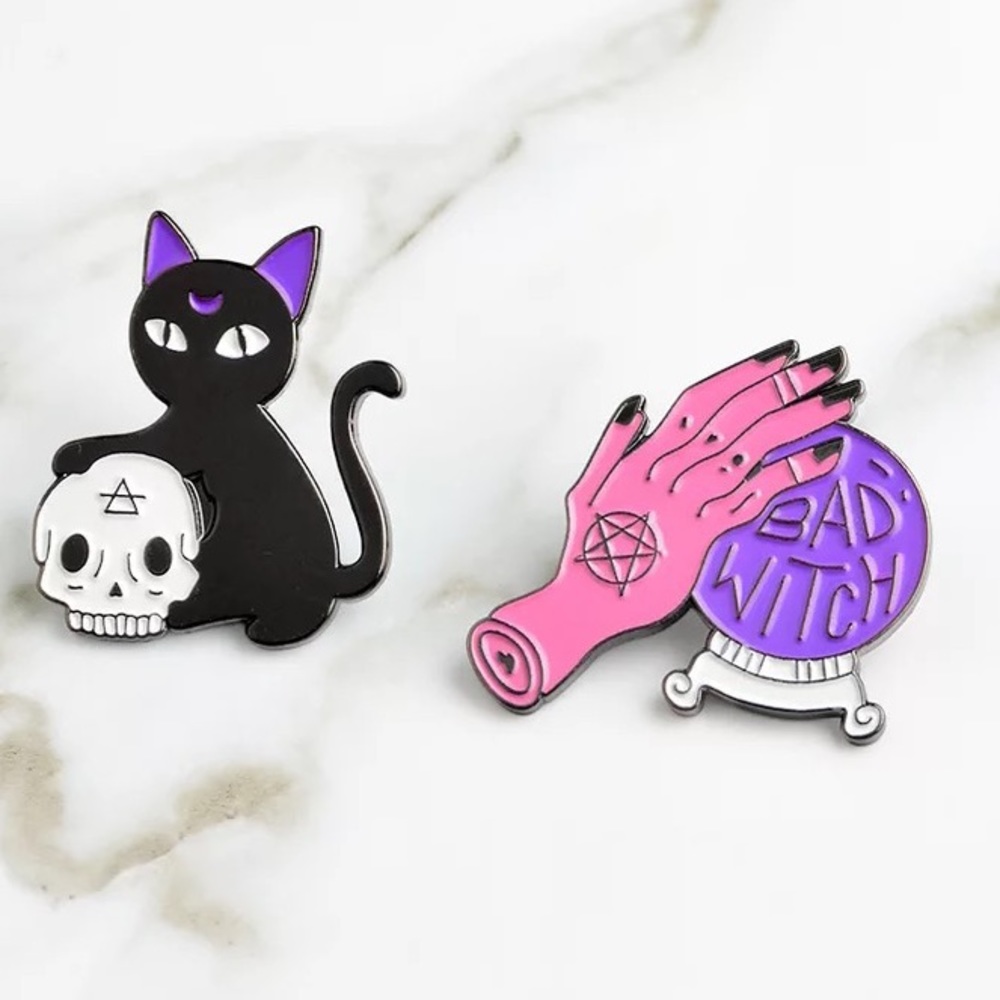 New bad witch black cat pin brooch - Picture 2 of 7